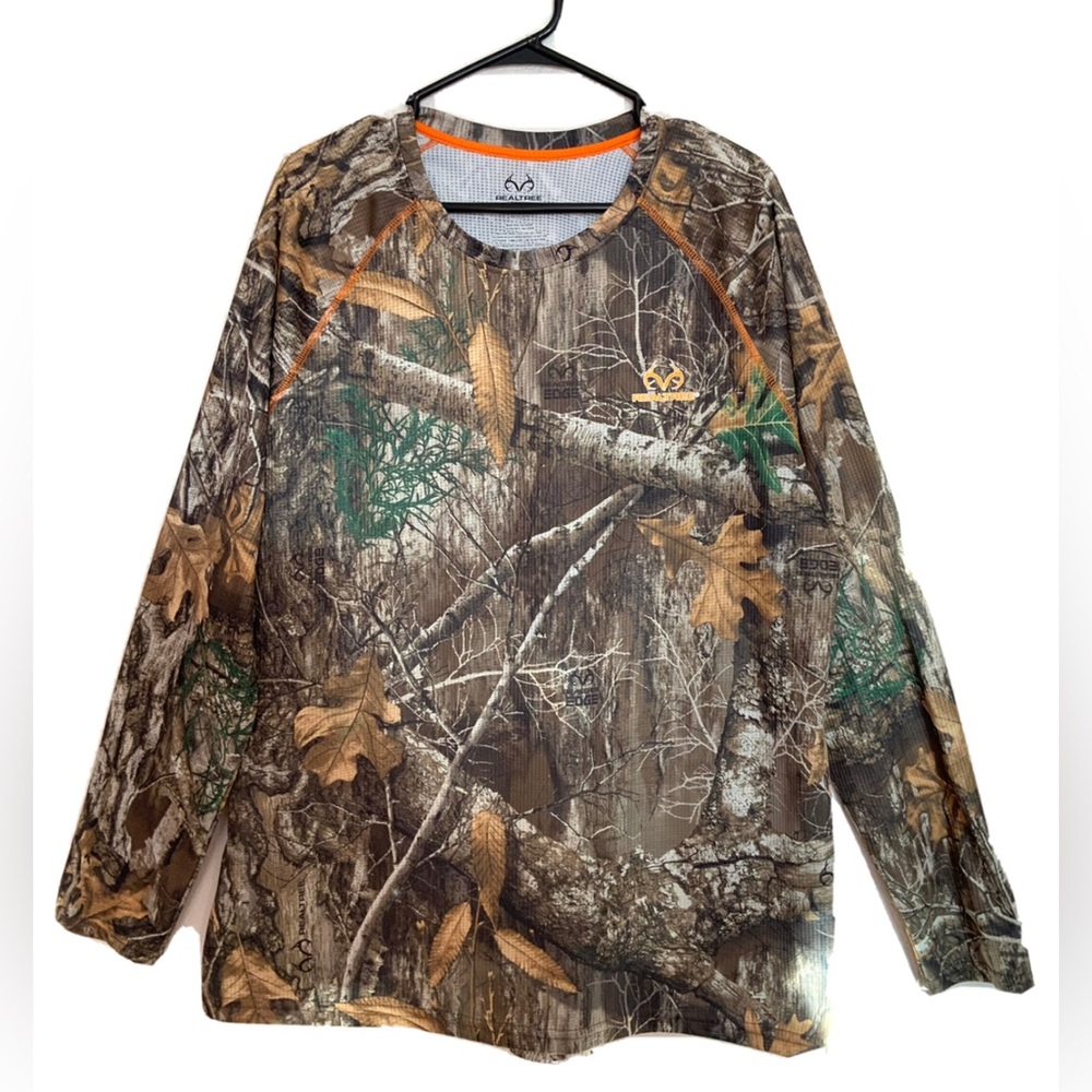 Realtree Edge Camo Shirt Size XL Lightweight Long Sleeve Brown Green Mens.